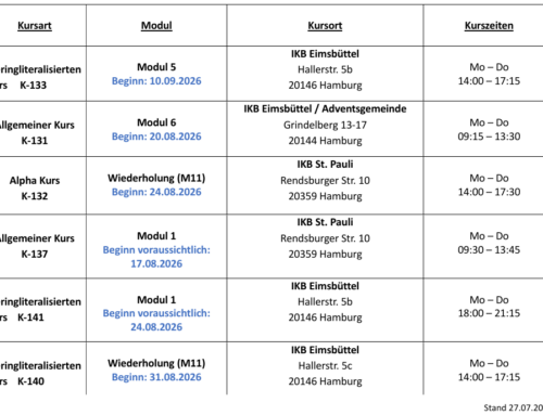 Integrationskurse August / September
